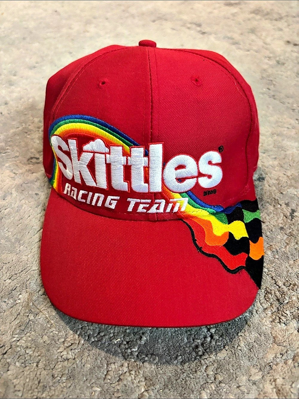 90s Vintage Skittles Racing Team Red Adjustable Hat